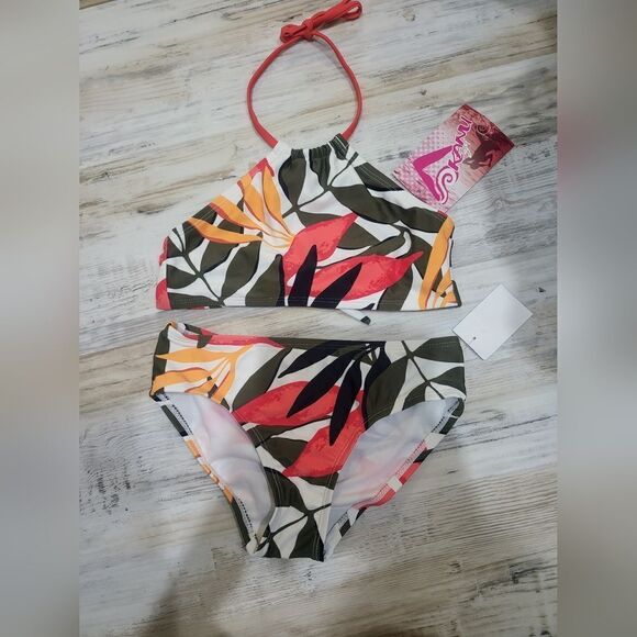 KANU SURF Girls' Mahina UPF 50+ Sport Halter Bikini 2-Piece Swimsuit NWT size 7 - Picture 1 of 2